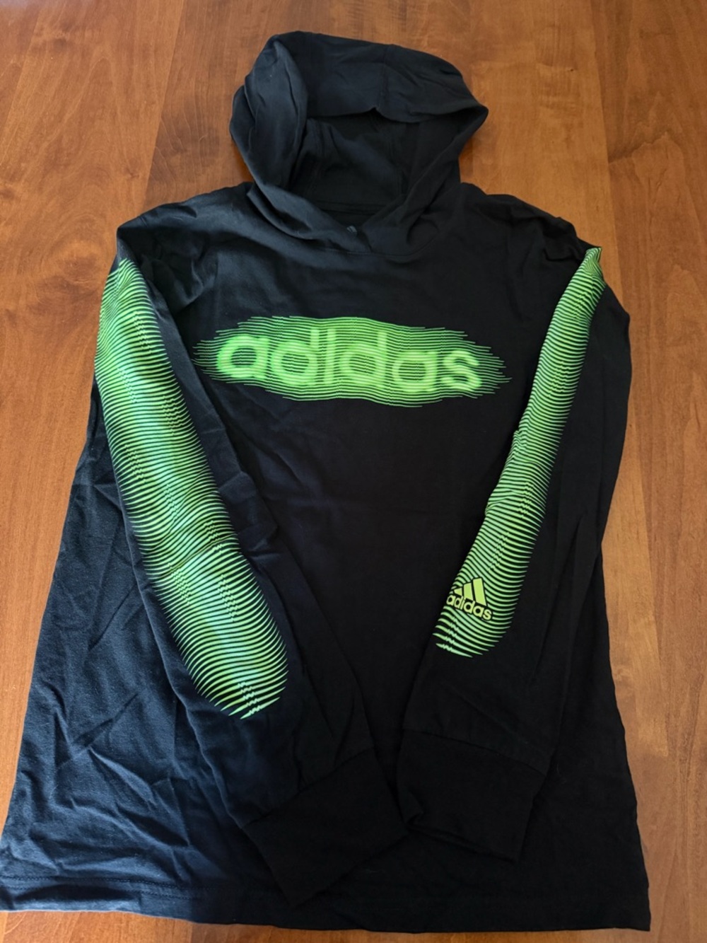 adidas Black Hoodie with Light Gray Logo Print
